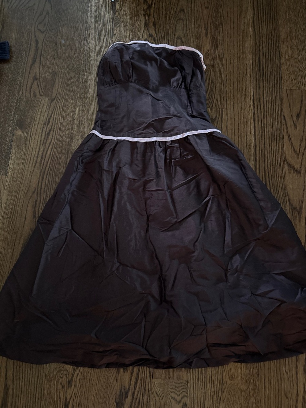 Brown and pink strapless dress